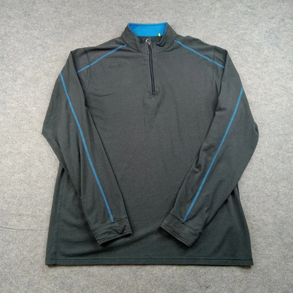 Tasc Pullover Mens‎ Large Gray Bamboo 1/4 Zip Long Sleeve Athletic Top Gym